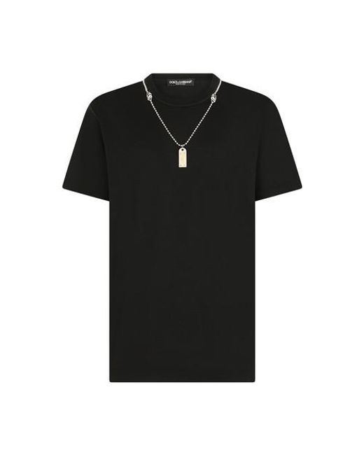 T-shirt en coton avec collier Dolce & Gabbana pour homme en coloris Noir |  Lyst