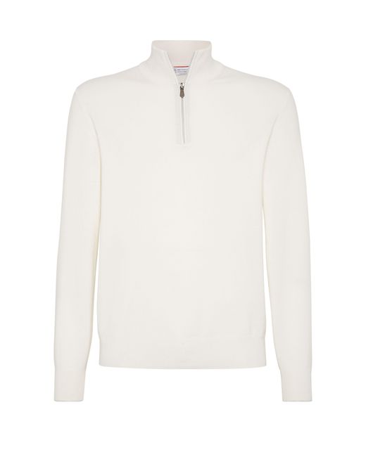 Brunello Cucinelli White Cashmere Sweater for men