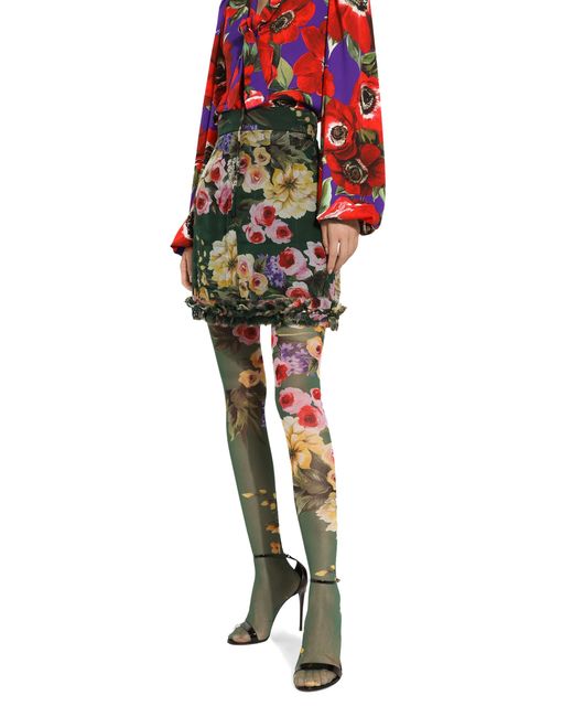 Dolce & Gabbana Green Short Chiffon Skirt