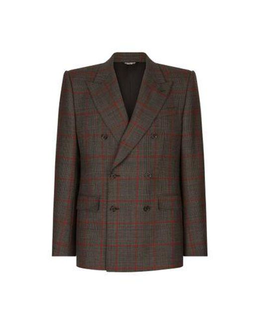 Dolce & Gabbana Brown Double-breasted Glen Plaid Sicilia-fit Suit for men