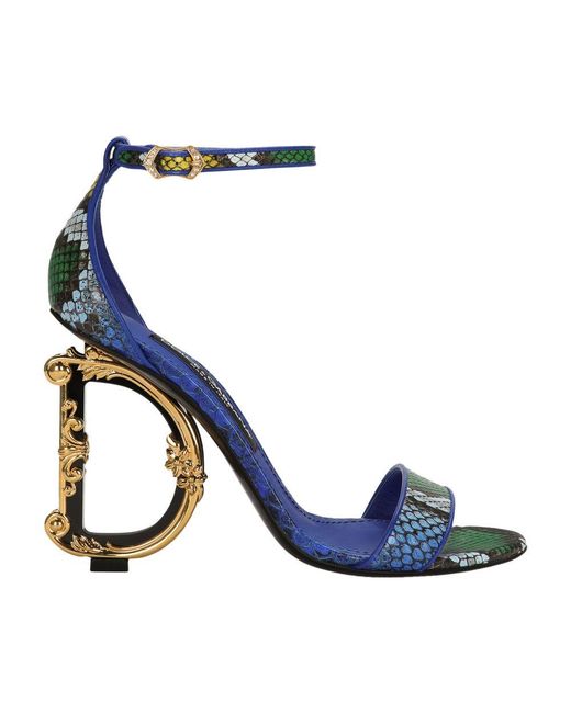 Dolce & Gabbana Blue Python Dg Barocco Sandals