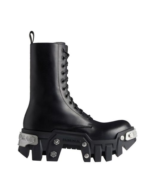 Balenciaga Black Bulldozer Platform Lace-up Boots for men