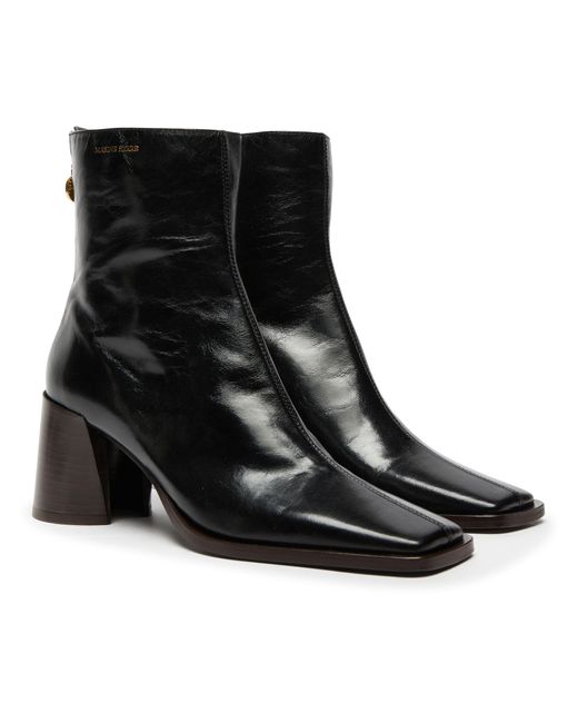 MARINE SERRE Black Vegetable Tanned Increspato Leather Ankle Boots