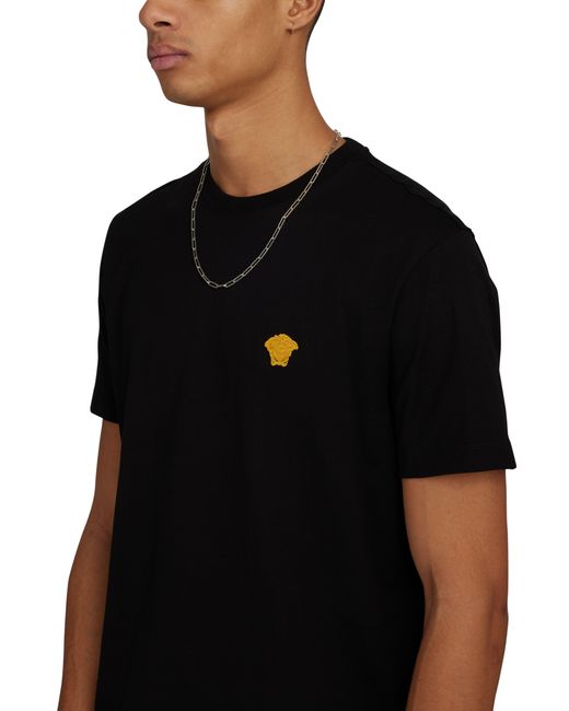 Versace Black Medusa Embroidered T-Shirt for men