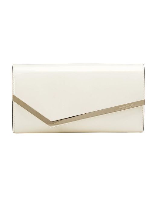 Jimmy Choo White Emmie Patent Leather Clutch