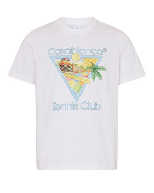 Casablancabrand Logo-T-Shirt Tennis Club Afro Cubism Printed in White für Herren