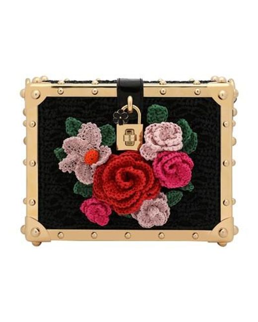Dolce & Gabbana Multicolor Raffia Crochet Dolce Box Bag