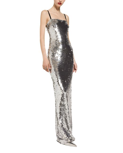 Dolce & Gabbana Gray Long Sequined Dress
