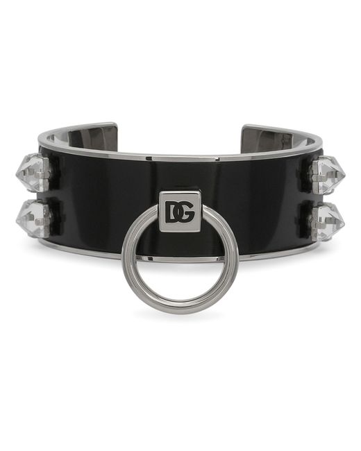 Bracelet torque en cuir Dolce & Gabbana en coloris Black