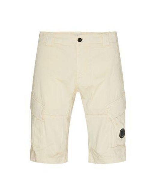 C P Company Natural Stretch Sateen Cargo Shorts for men