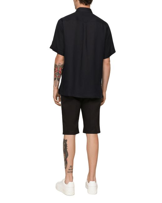 Dolce & Gabbana Black Stretch Cotton Shorts With Dg Hardware for men