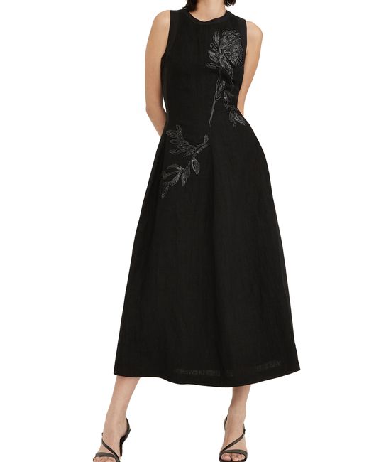 Brunello Cucinelli Black Shiny Embroidered Dress