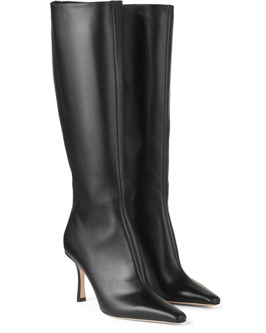 Jimmy Choo Agathe 85 Leather Knee-high Boots in Black | Lyst