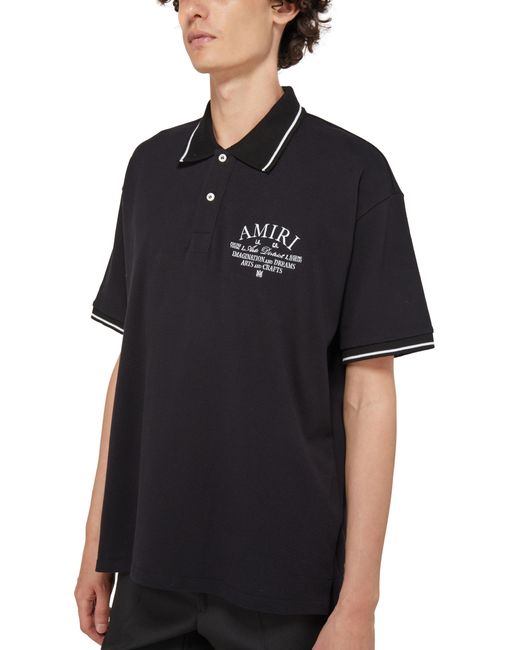 Amiri Black Arts District Piqué Cotton Polo Shirt for men