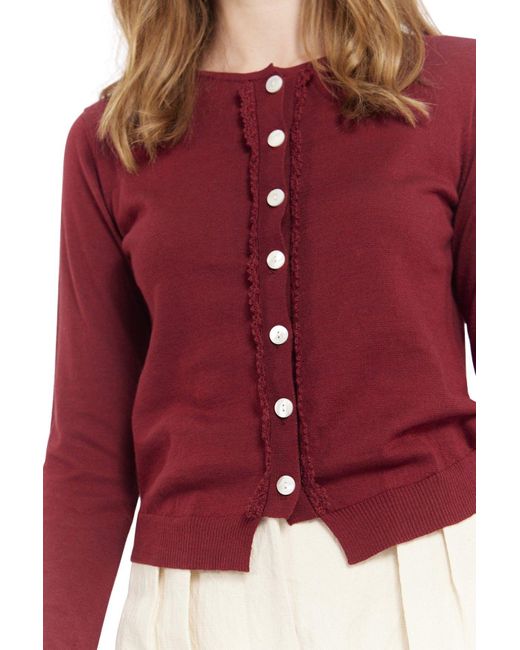 Ines De La Fressange Paris April Cardigan With Hand-crocheted Detail in Red  | Lyst