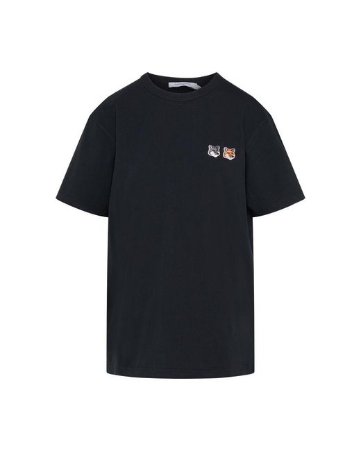 Maison Kitsuné Black Double Fox Head Patch T-Shirt
