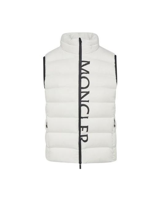 Moncler Sleeveless Puffer Jacket in White | Lyst