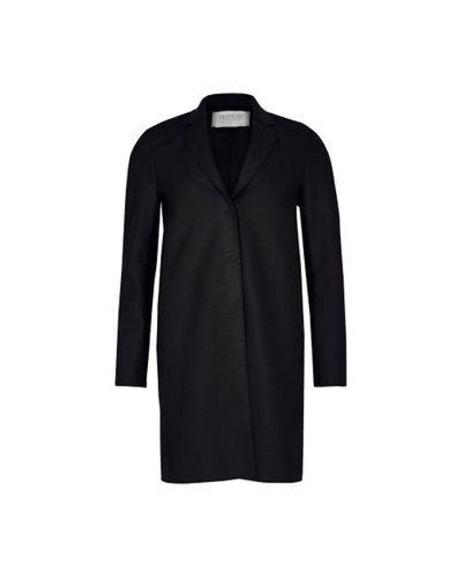 Harris Wharf London Black Cocoon Pressed Wool Coat