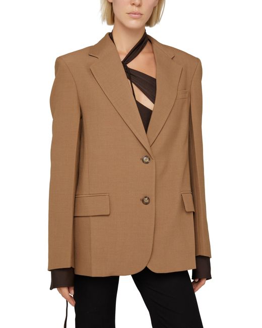 Victoria Beckham Brown Asymmetric Double Layer Jacket