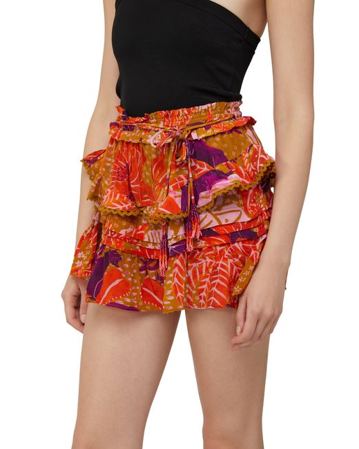 Farm Rio Orange Jungle Panther Short Skirt