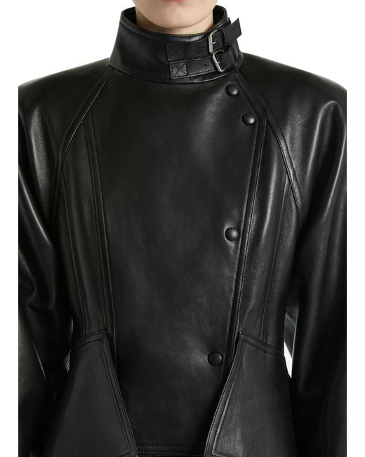 Balmain Black Button-Up Leather Jacket