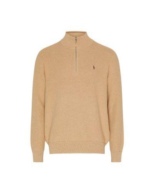 Polo Ralph Lauren Natural Cotton Piqué High-Neck Zipped Sweater for men
