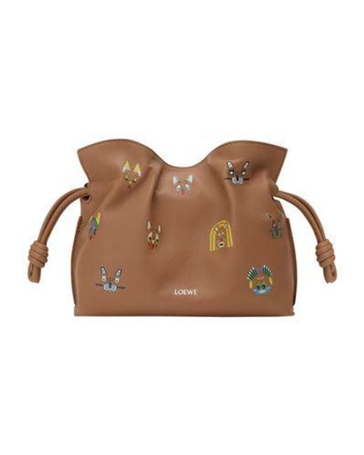 Mini Flamenco Clutch Cats En Cuir De Veau Nappa Loewe en coloris Brown