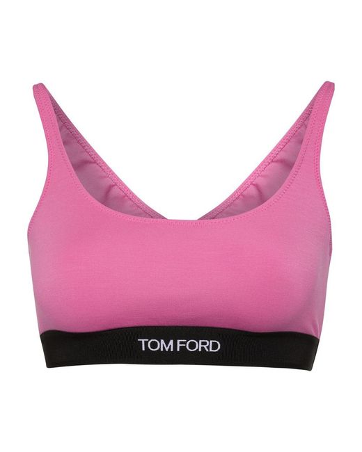 Tom Ford Pink Signature Logo Bra Top