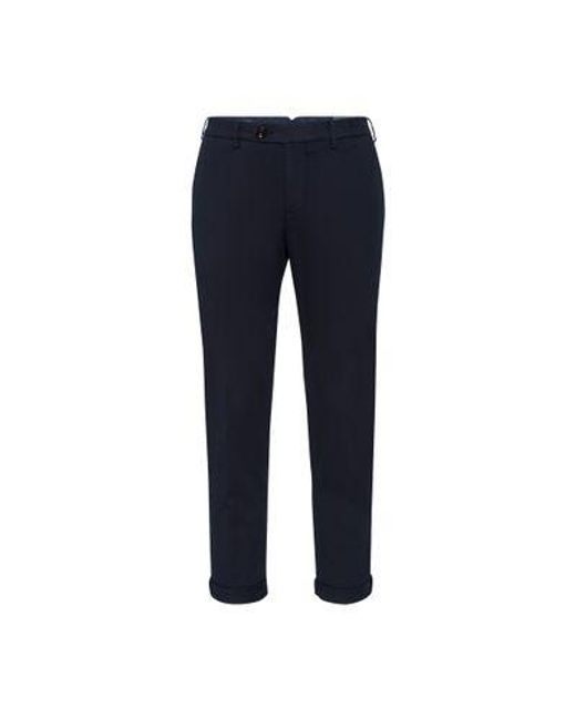 Brunello Cucinelli Blue Piece-Dyed Gabardine Pants for men