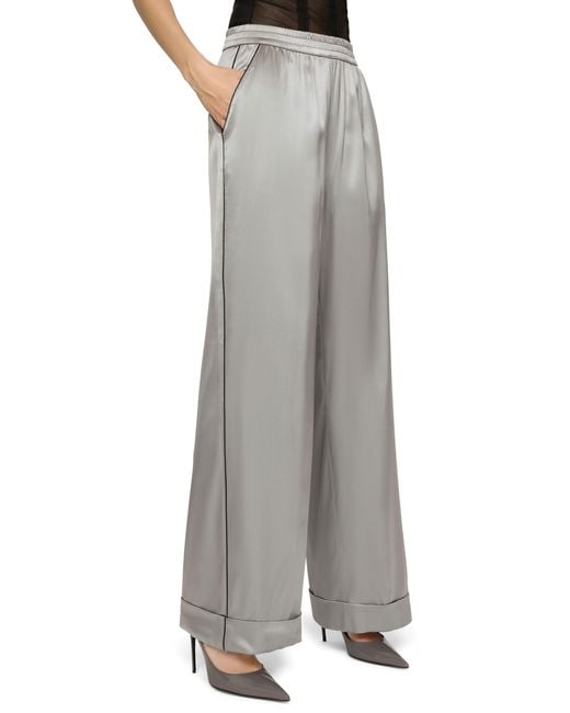 Dolce & Gabbana Gray Kim Satin Pajama Pants With Piping