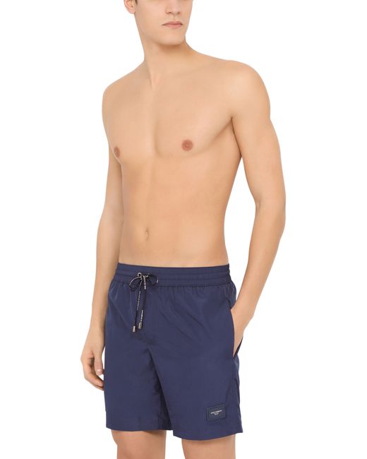 Dolce & Gabbana Blue Mid-Length Swim Trunks for men