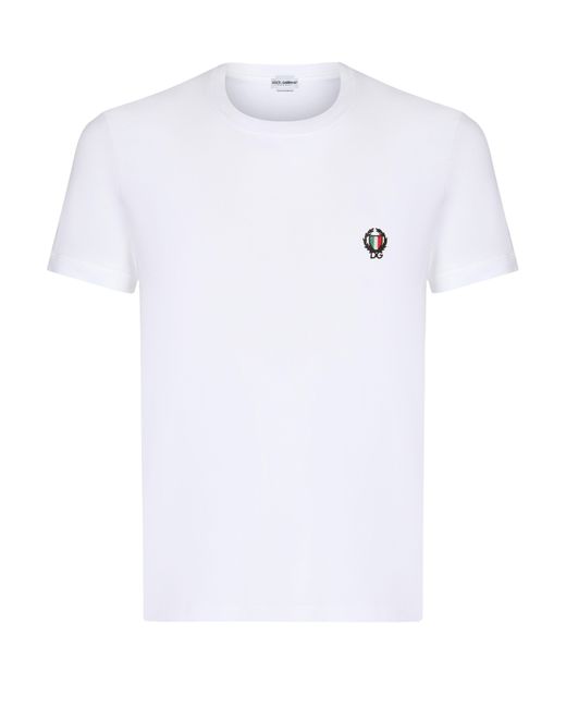 Dolce & Gabbana T-Shirt mit Rundhalsausschnitt aus Stretch-Baumwolle in White für Herren