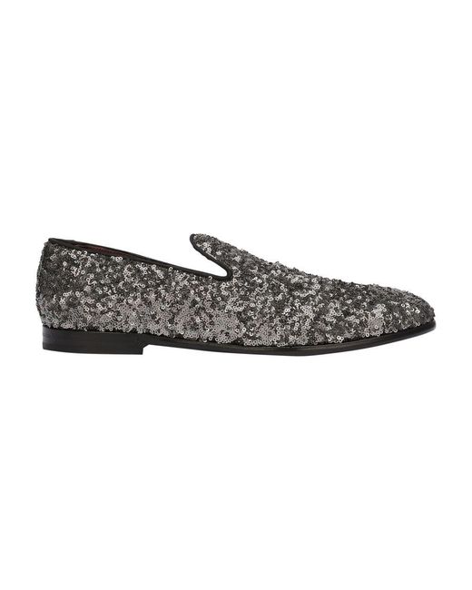 Dolce & Gabbana Gray Sequined Slippers for men