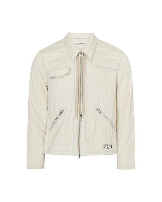 Acne White Casual Jacket With Pockets for men