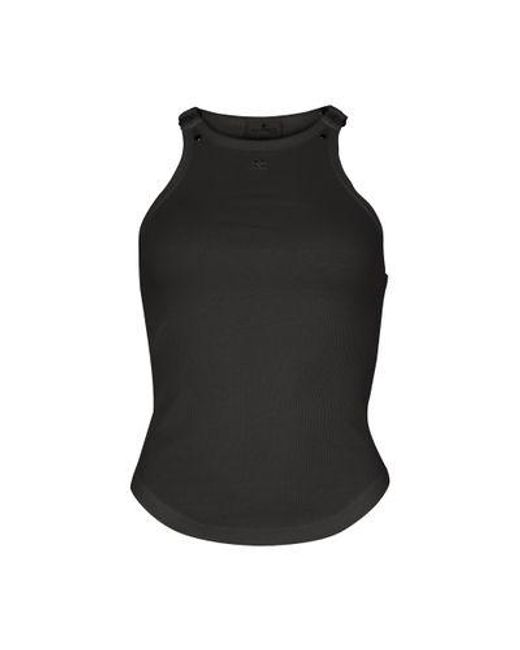 Courreges Black 90's Ripp-Tanktop Mit Schnalle