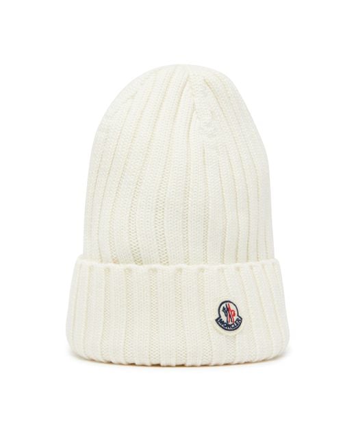 Moncler White Mütze Mit Logo