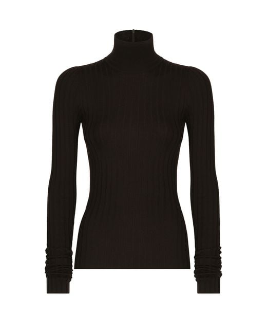 Dolce & Gabbana Black Cashmere Turtle-neck Sweater