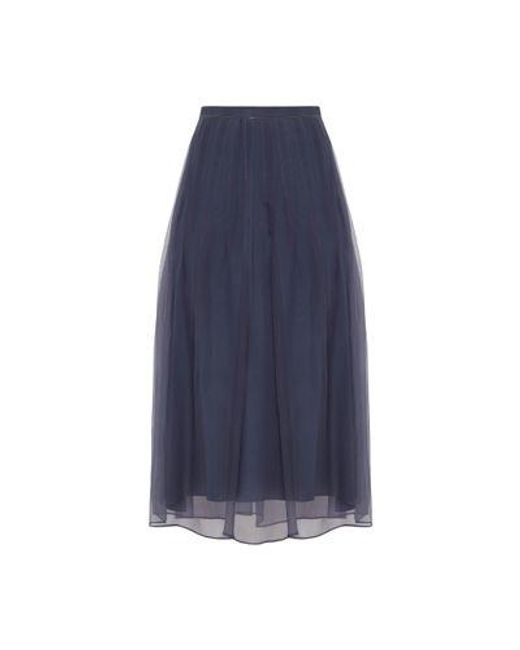 Brunello Cucinelli Blue Silk Skirt