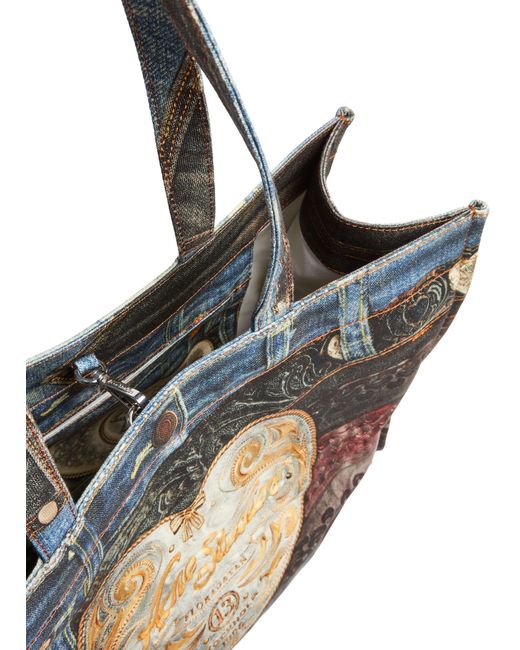 Acne Black Trompe-L'Oeil Print Denim Effect Tote Bag