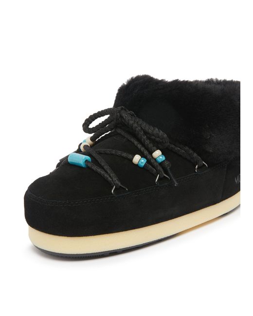 Moon Boot Black Mules Mit Wildlederrand