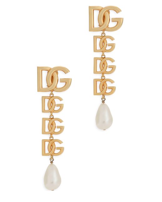 Dolce & Gabbana Metallic Clip-on Earrings With Dg Logo