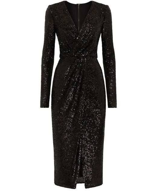 Dolce & Gabbana Black Micro-sequined Calf-length Dress