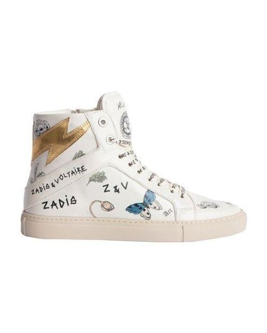 Zadig & Voltaire White Zv1747 High Flash Trainers