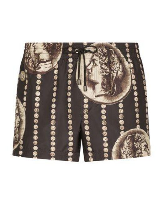 Dolce & Gabbana Black Short Coin Print Swim Shorts for men