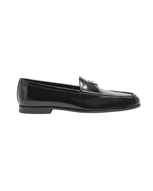 Prada Mokassins Aus Gebürstetem Leder in Black für Herren