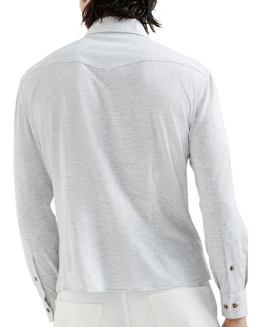 Brunello Cucinelli White Snap-Button Shirt for men