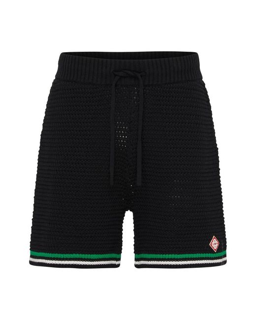 Casablancabrand Black Knit Tennis Shorts for men