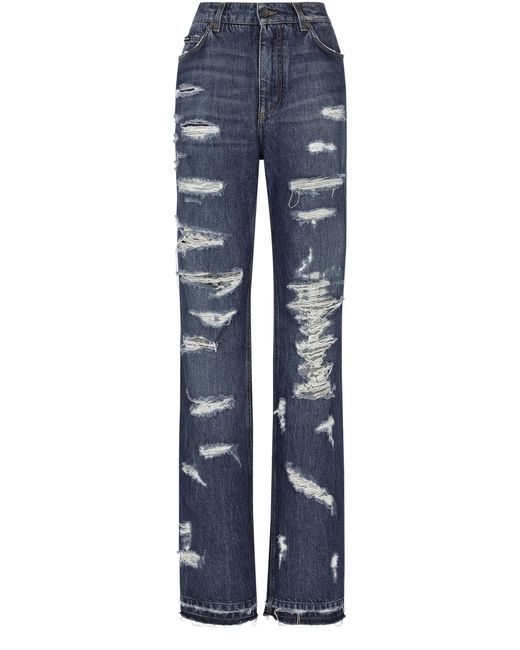 Dolce & Gabbana Blue Jeans Aus Denim Mit Rissen