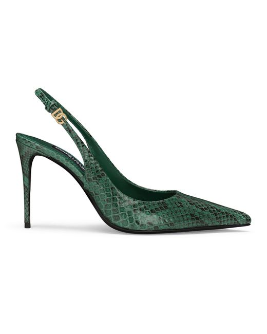 Dolce & Gabbana Green Slingback-Pumps aus Pythonleder