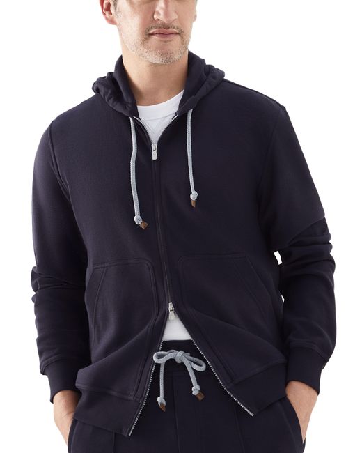 Brunello Cucinelli Blue Sweatshirt With Hood for men